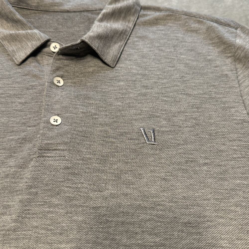 Vuori Knit Twill Polo Shirt Sz L Mens Gray Heather Stretch Performance Golf Tech - Picture 4 of 7